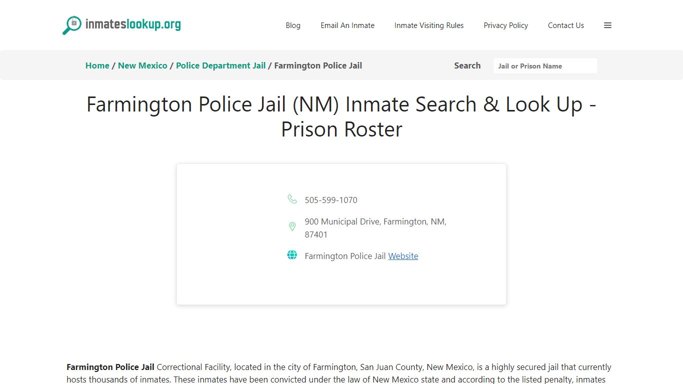 Farmington Police Jail (NM) Inmate Search & Look Up - Prison Roster